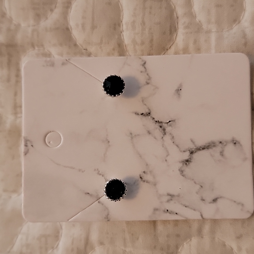 Black and silver stud earrings